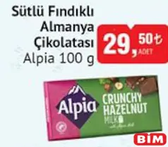 ALPİA SÜTLÜ FINDIKLI ALMANYA ÇİKOLATASI 100 G